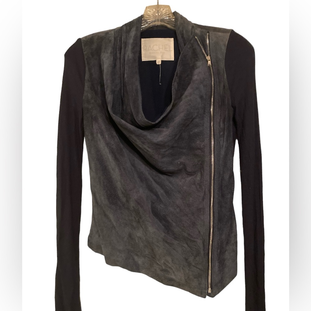 Rachel Roy Suede & Knit Zippered Top